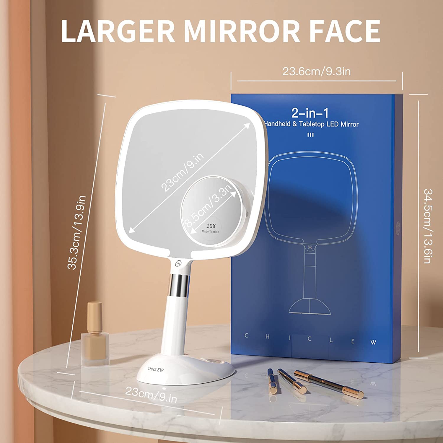 Rechargeable LED Handheld Mirror