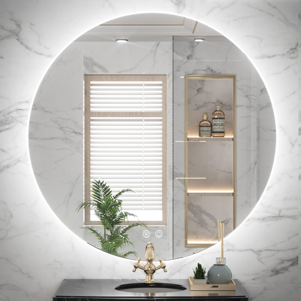 Frameless Round Backlit Bathroom Mirror