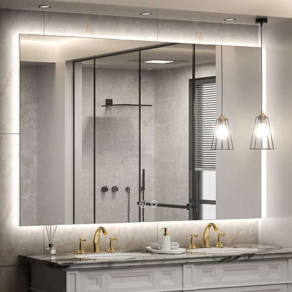 Rectangular Backlit Bathroom Vanity Mirror
