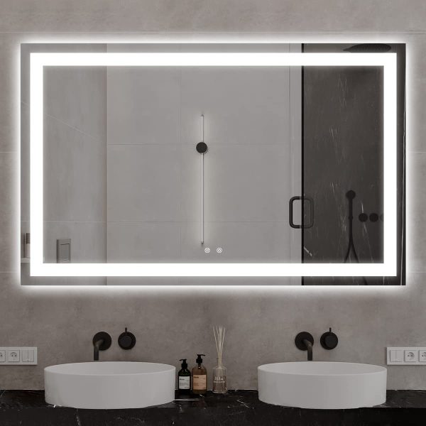 Frameless Rectangular Backlit Bathroom Mirror