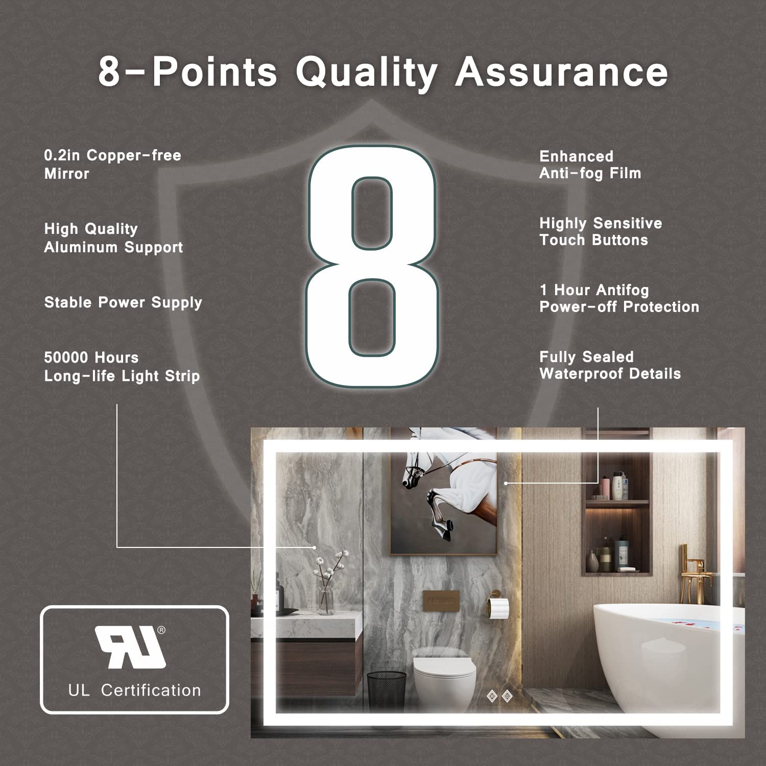 LED Bathroom Mirror-48x30''