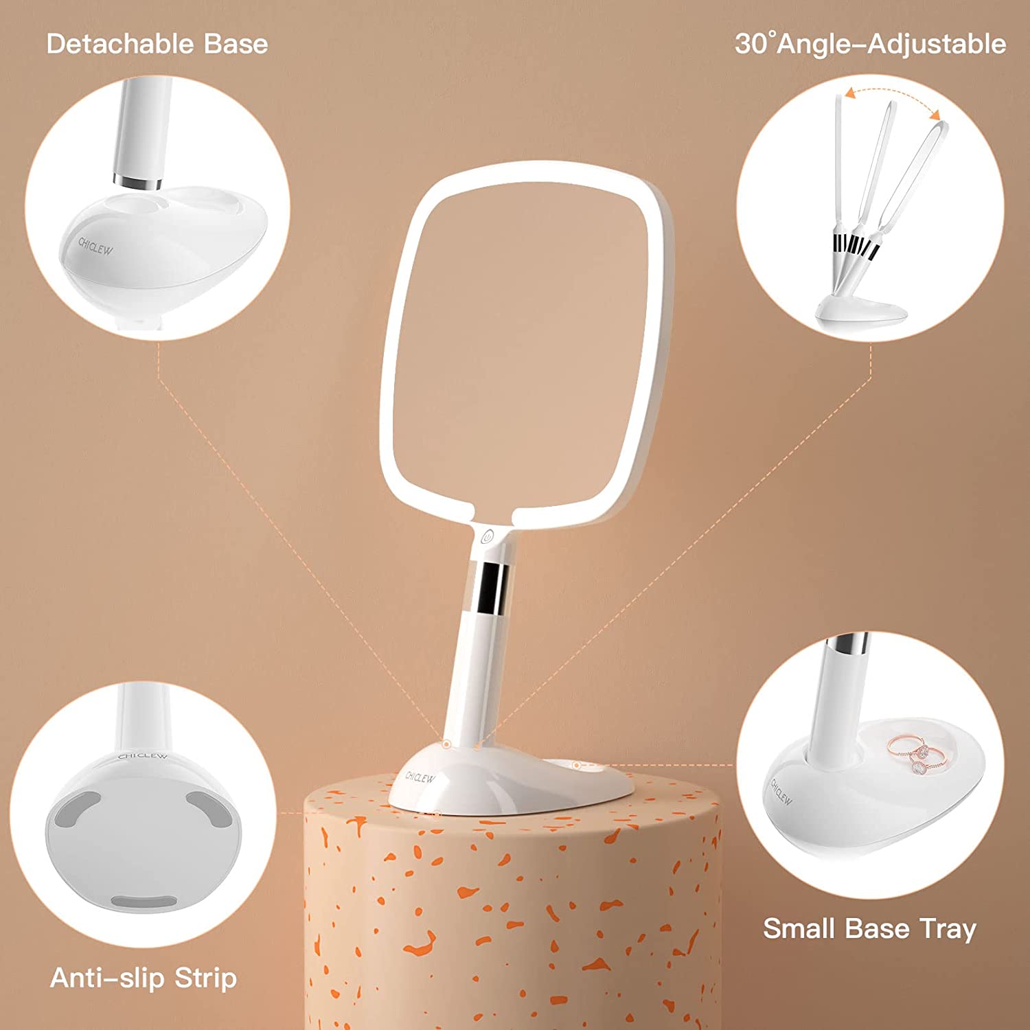 Rechargeable LED Handheld Mirror
