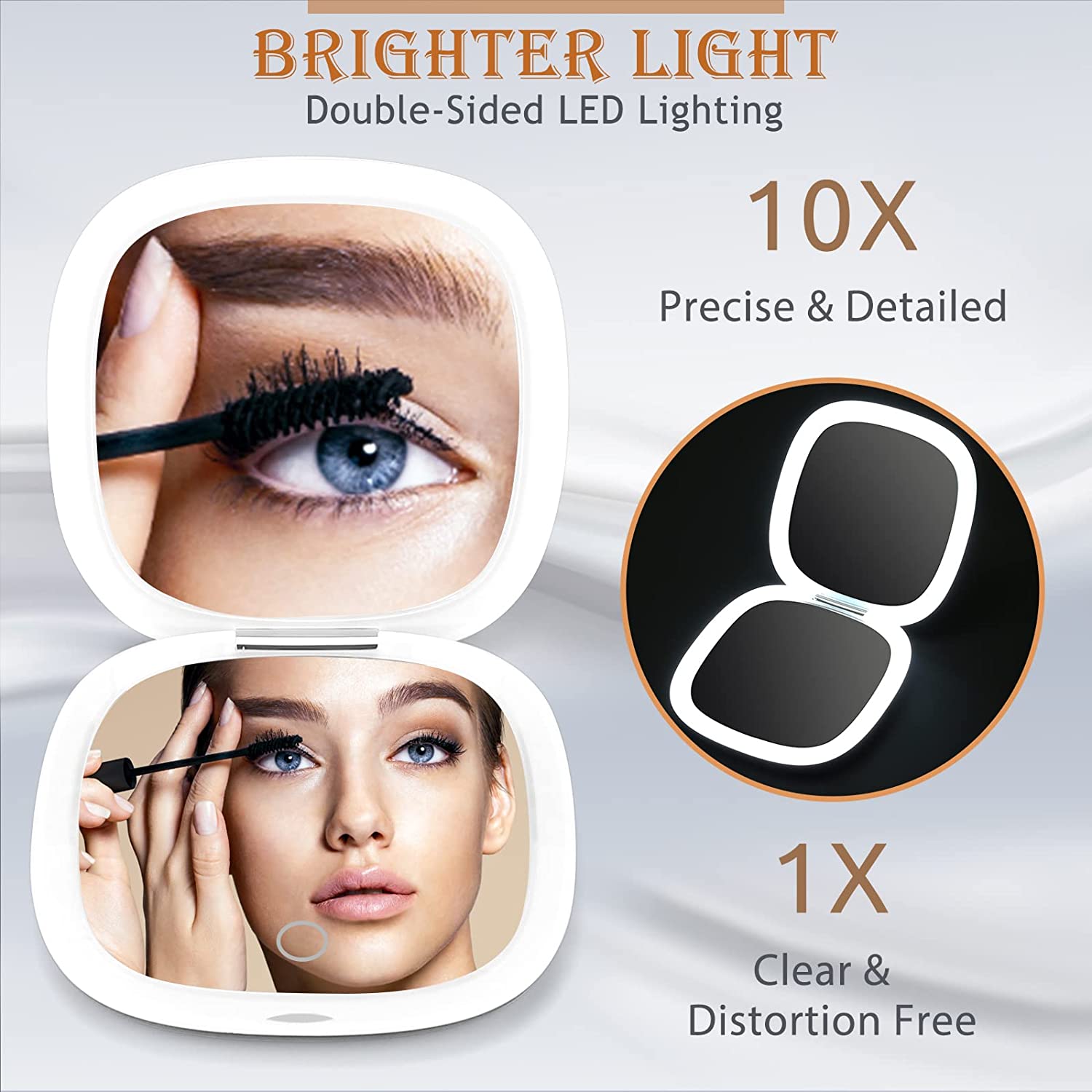 Compact Makeup Mirror with LED Lights