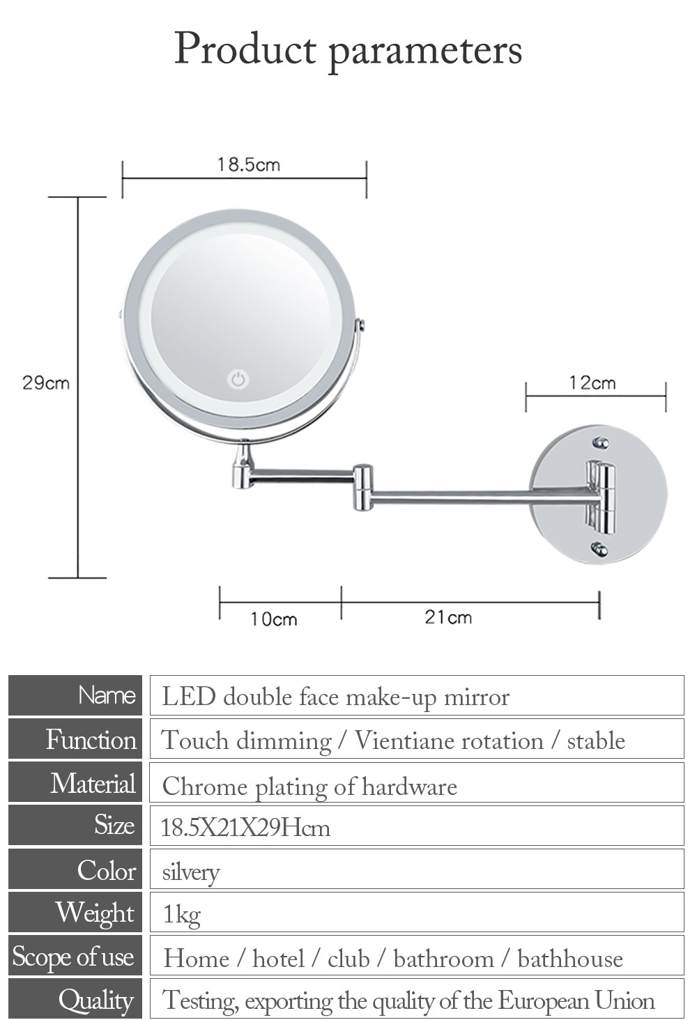 LED Wall Mounted Makeup Mirror-D