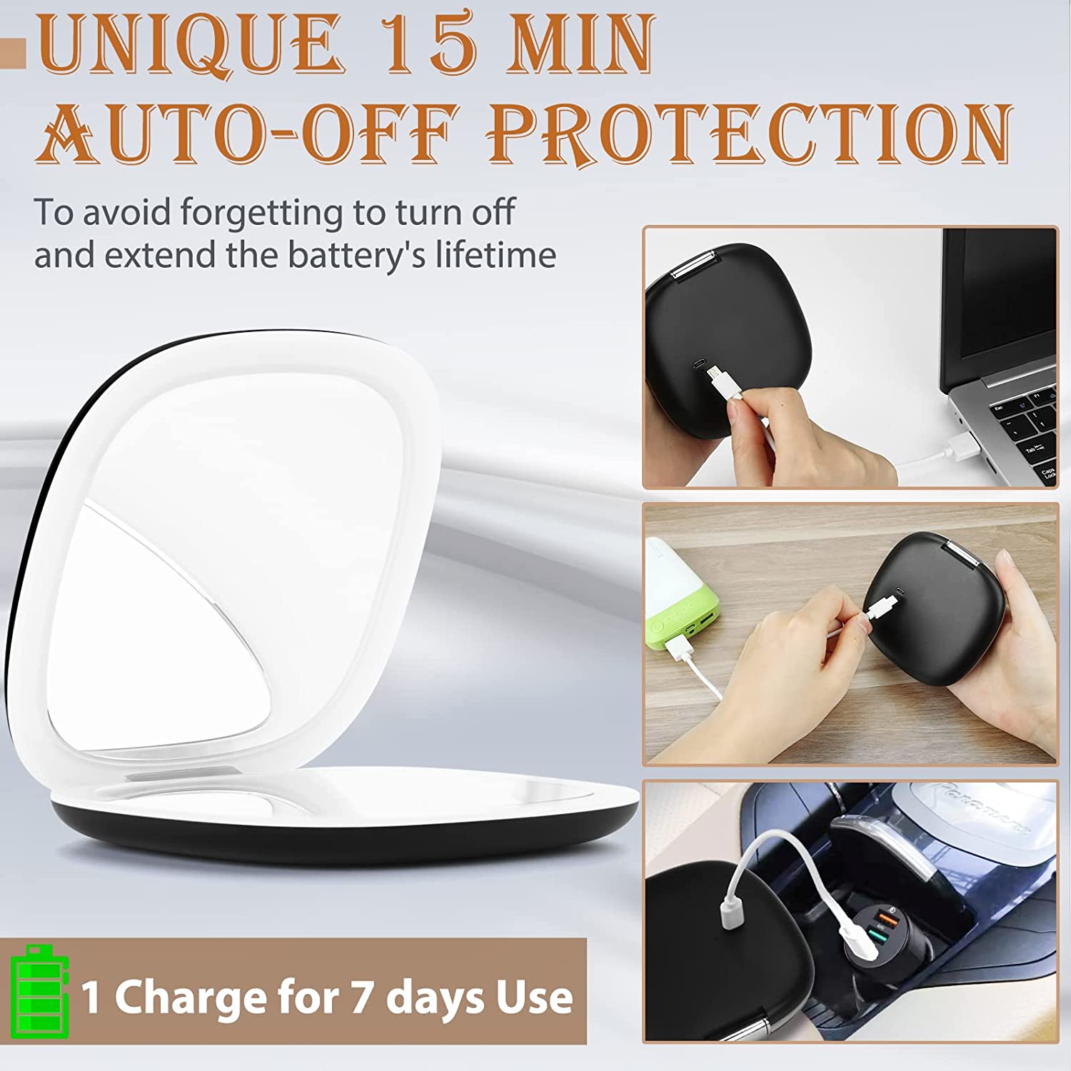 Compact Makeup Mirror with LED Lights