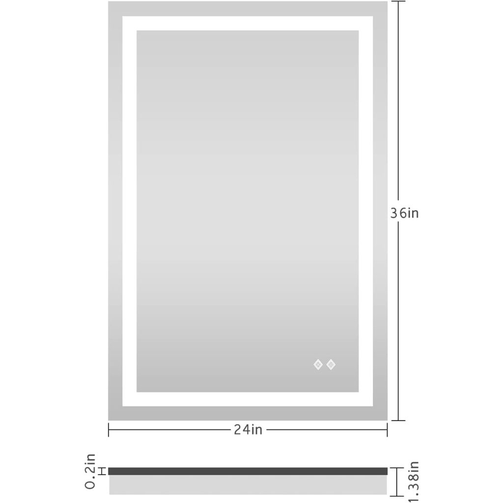 LED 浴室镜 24×36 英寸（防雾、可调光） - image 6