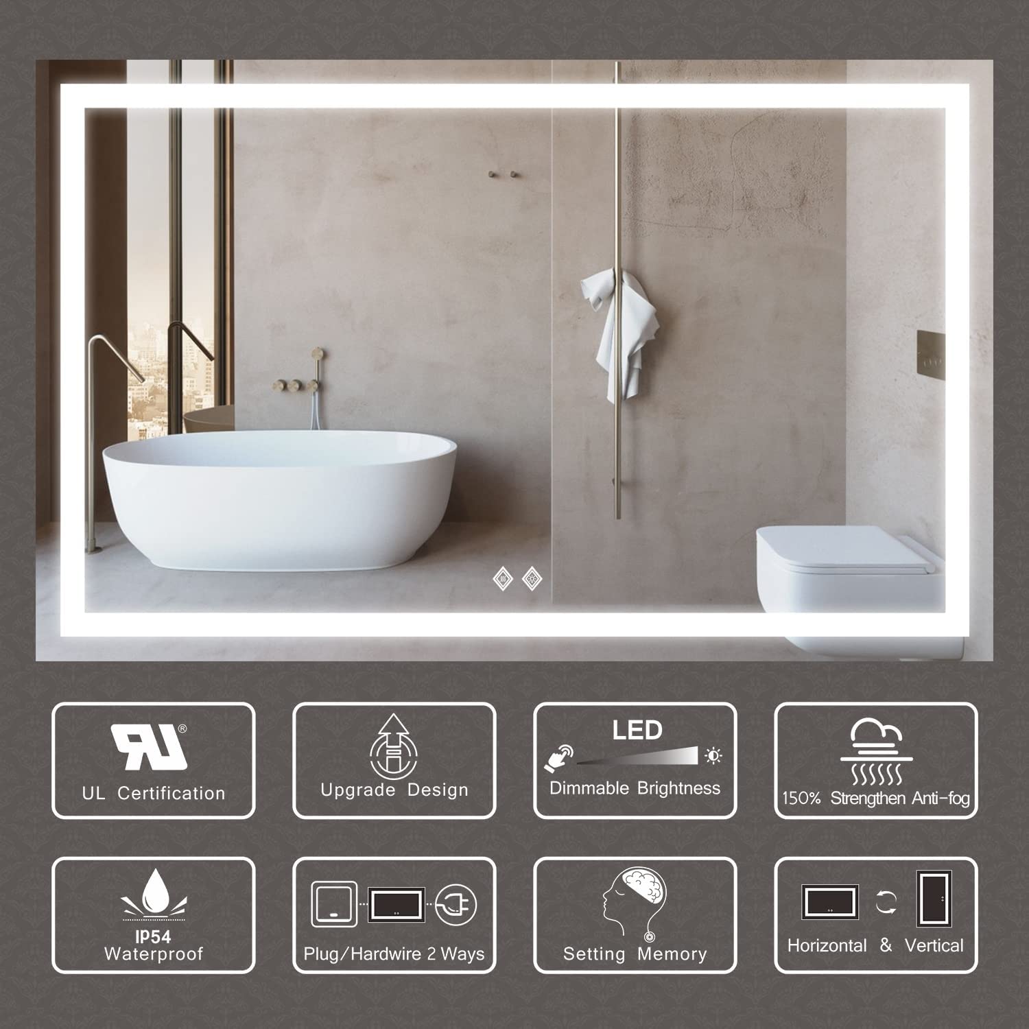 LED Bathroom Mirror-48x30''