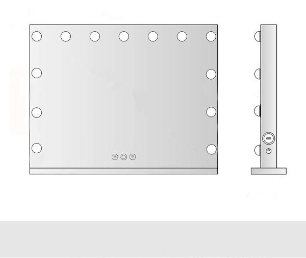 Large Hollywood Lighted Vanity Mirror with 15 Dimmable LED Bulbs