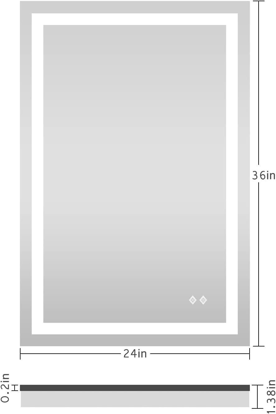 LED Bathroom Mirror-24x36''