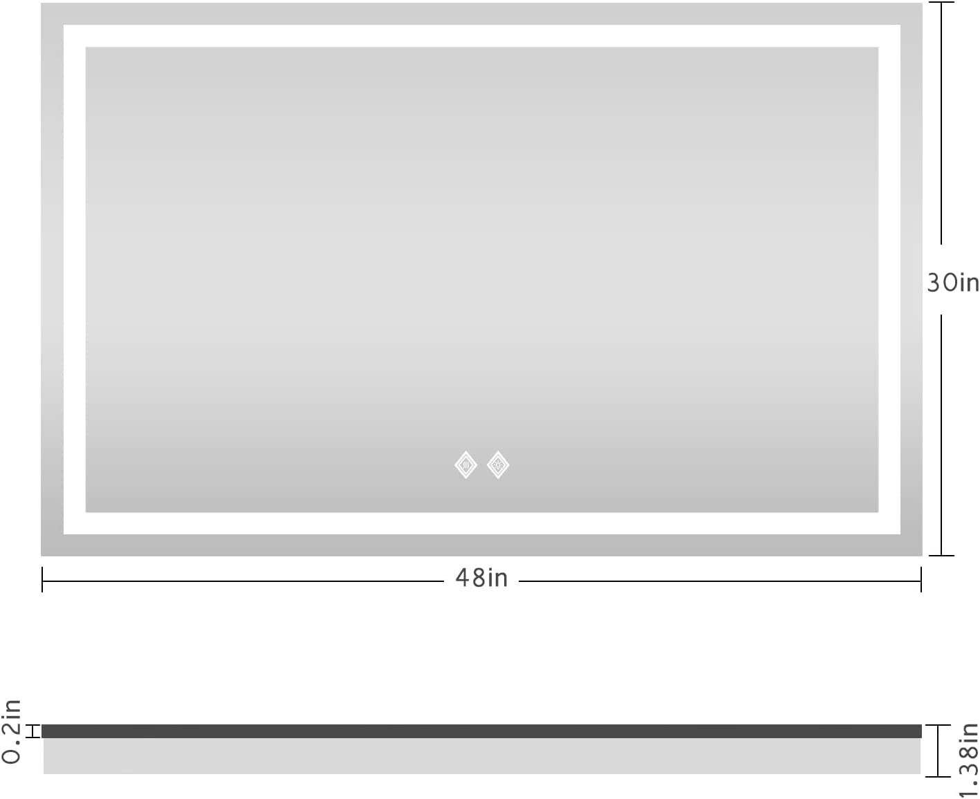 LED Bathroom Mirror-48x30''