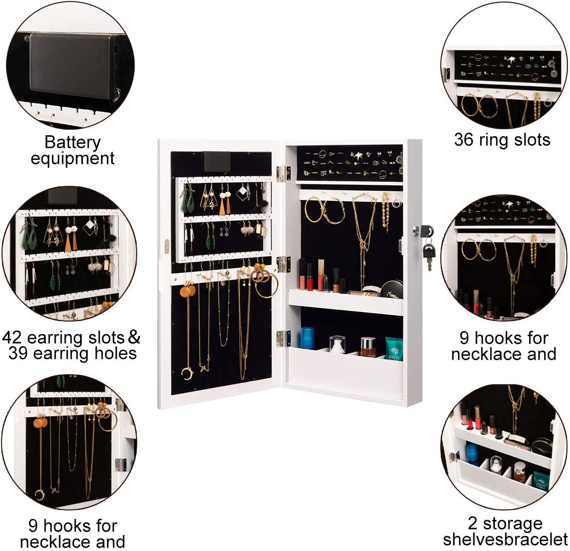 Wall Mount LED Light Mirror Cabinet