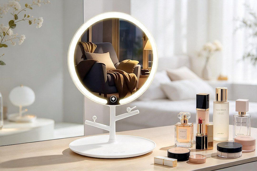 LED Round Ring Makeup Mirror TCMM-35, Use Case: Modern Minimalist Style: PP+…