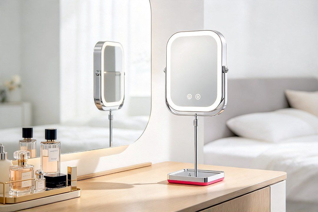 LED Square Tabletop Makeup Mirror MM-S, Use Case: Modern Minimalist Style: Stand Type: Exten…